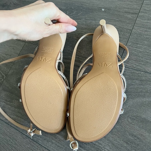Brand new Zara Nude Sparkly Strappy Sandals 6.5 - Picture 5 of 5
